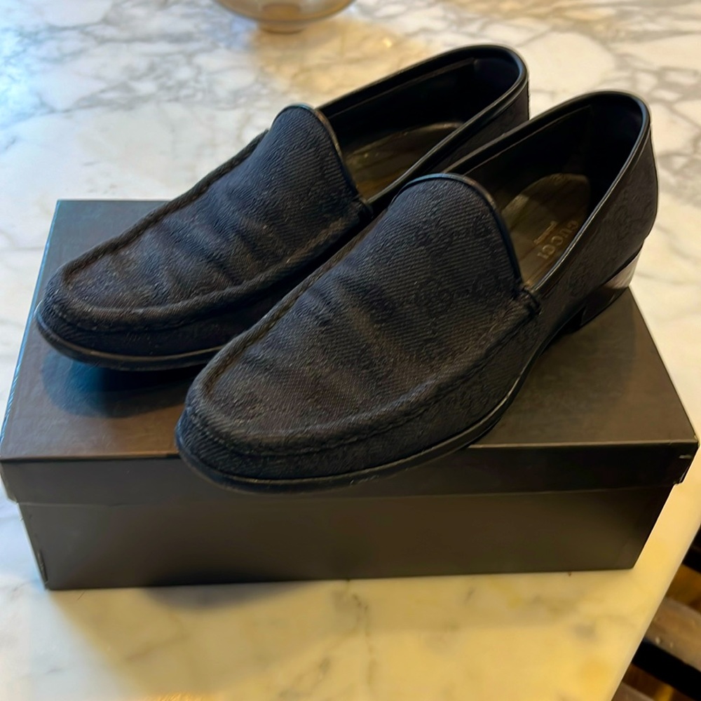 Black Gucci loafers